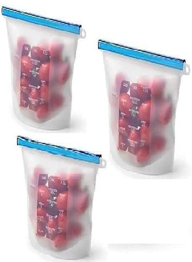 Elcaro 1000 ml Silicone Reusable Leakproof Bpa Free Food Storage Bag For Refrigerator,Air Tight Food Preservation Bag For Fruits Vegetable For Fridge,Meat Storage Bags For Freezer(Multicolour),Seal - Image 4